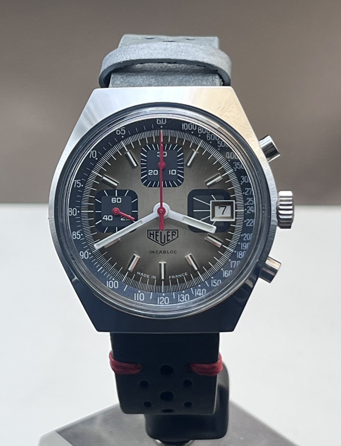 HEUER Chronograph 1611 Caliber 7765 - Incabloc - Top Zustand neues Armband - Montchrono